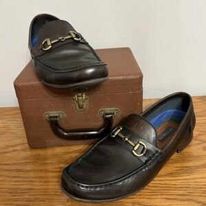 Men’s Vince Camuto Dark Brown Leather Corwin Loafers Sz 13M Bit Detail